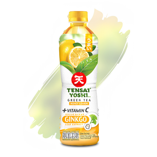 TENSAI YOSHI : Green Tea Honey Lemon Flavour with Vitamin C and Ginkgo Leaf Extract  440 ML. - 1