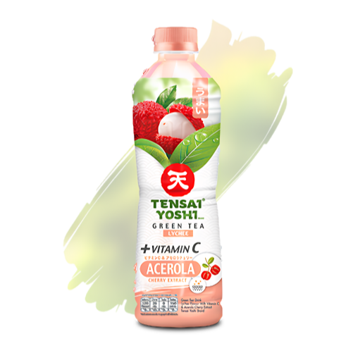 TENSAI YOSHI : Green Tea Lychee Flavour with Vitamin C and Acerola Cherry Extract 440 ML. - 1