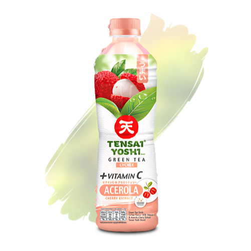 TENSAI YOSHI : 荔枝味绿茶 添加维生素C与针叶樱桃提取物 (440 毫升) - 1