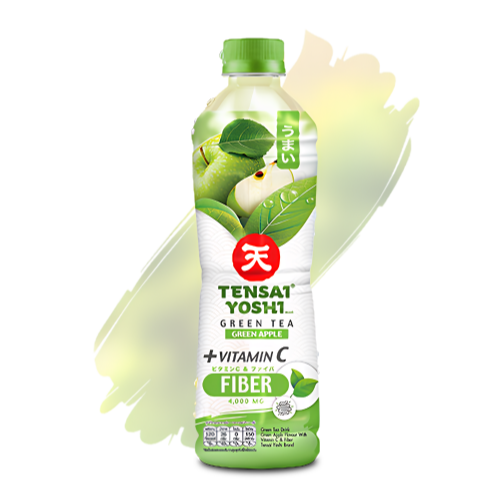 TENSAI YOSHI : Green Tea Green Apple Flavour with Vitamin C and FIBER 440 ML. - 1