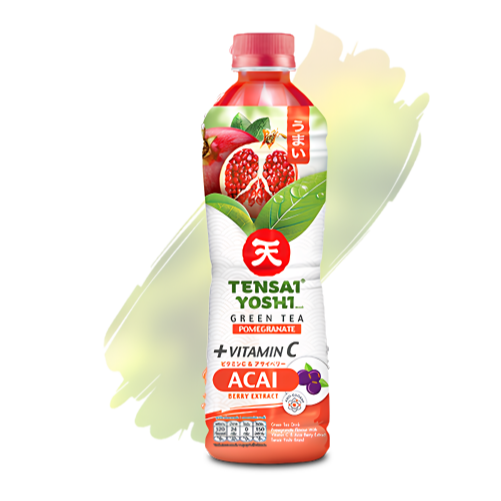 TENSAI YOSHI : Green Tea Pomegranate Flavour with Vitamin C and Acai Berry Extract 440 ML. - 1