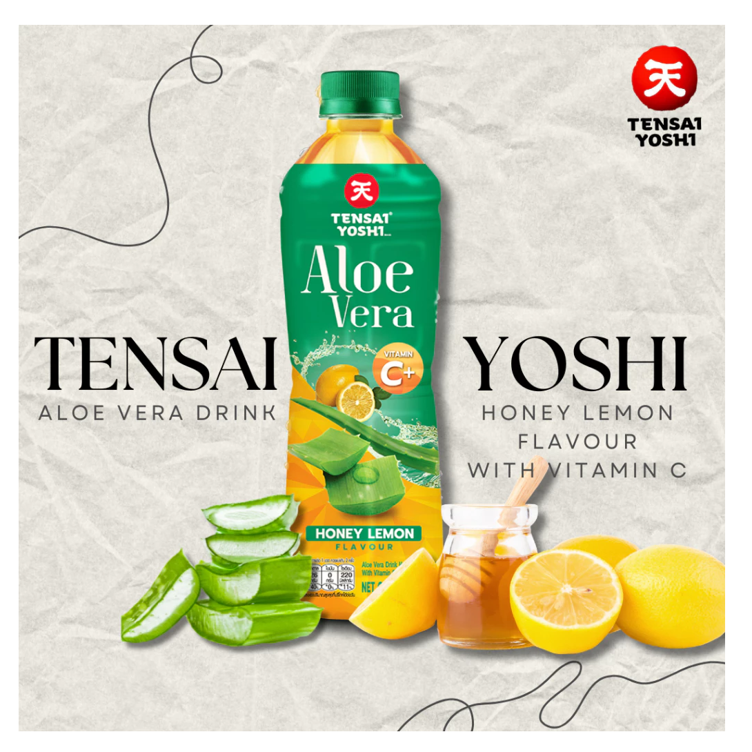 TENSAI YOSHI : Aloe Vera Drink Honey Lemon Flavour with Vitamin C 440 ML. - 1