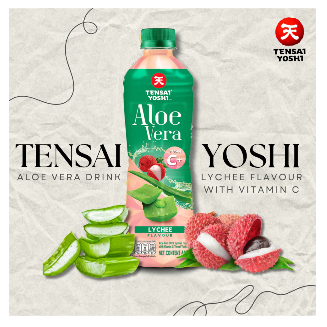 TENSAI YOSHI : Aloe Vera Drink Lychee Flavour with Vitamin C 440 ML. - 1