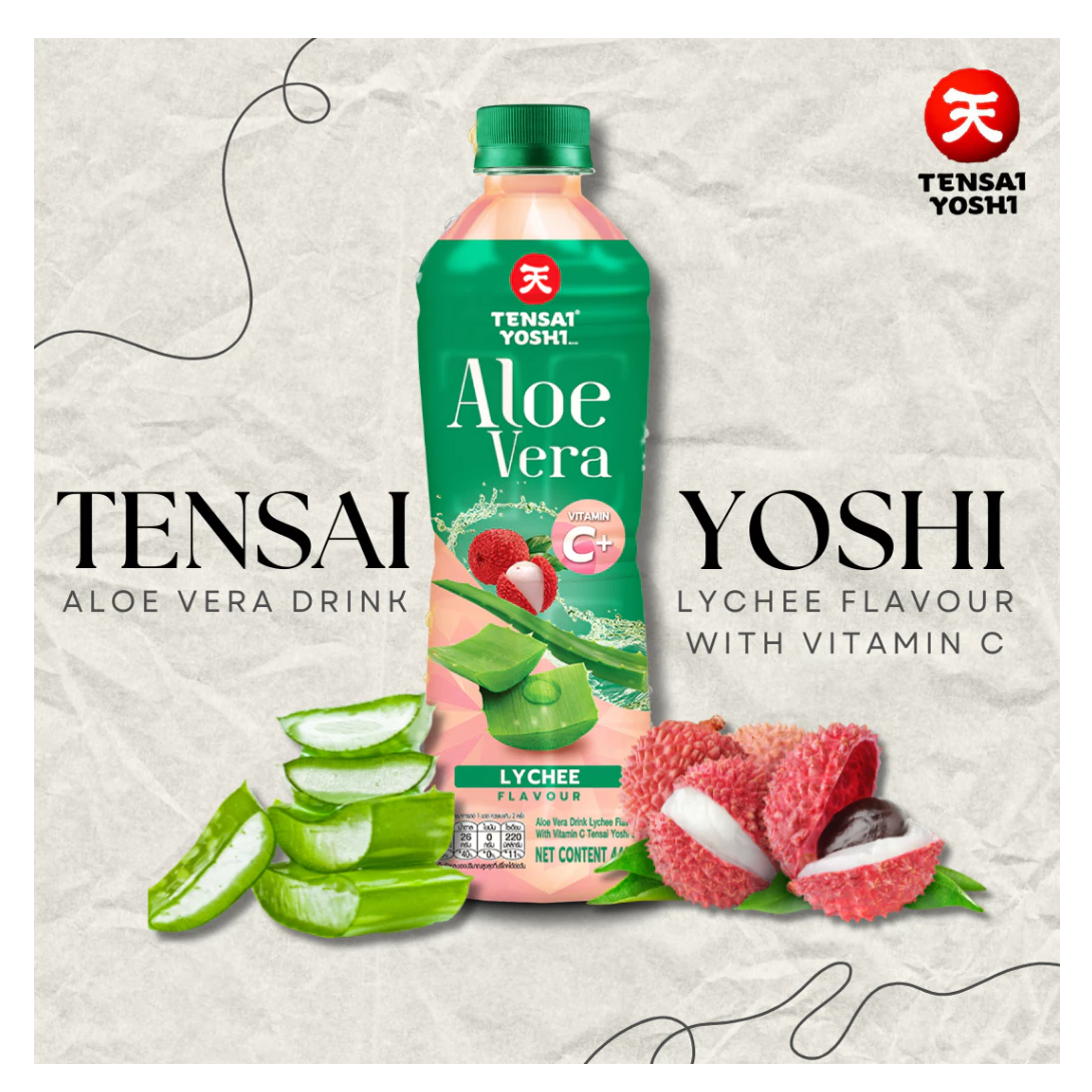 TENSAI YOSHI : 荔枝味芦荟饮品 添加维生素C (440 毫升) - 1