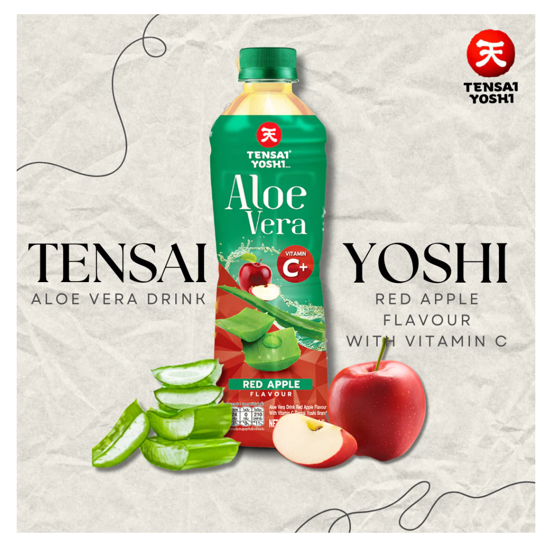TENSAI YOSHI : Aloe Vera Drink Red Apple Flavour with Vitamin C 440 ML. - 1