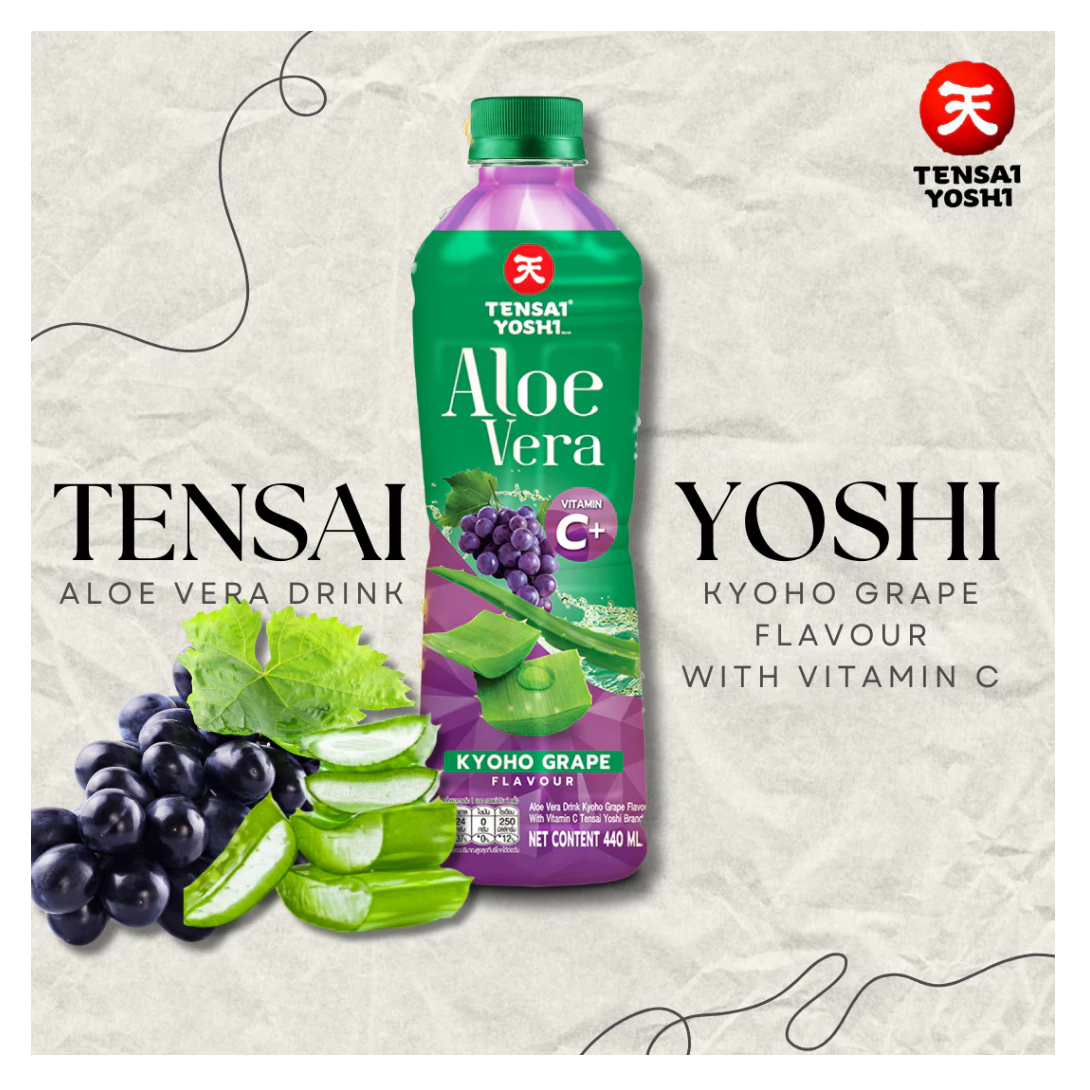 TENSAI YOSHI : Aloe Vera Drink Kyoho Grape Flavour with Vitamin C 440 ML. - 1