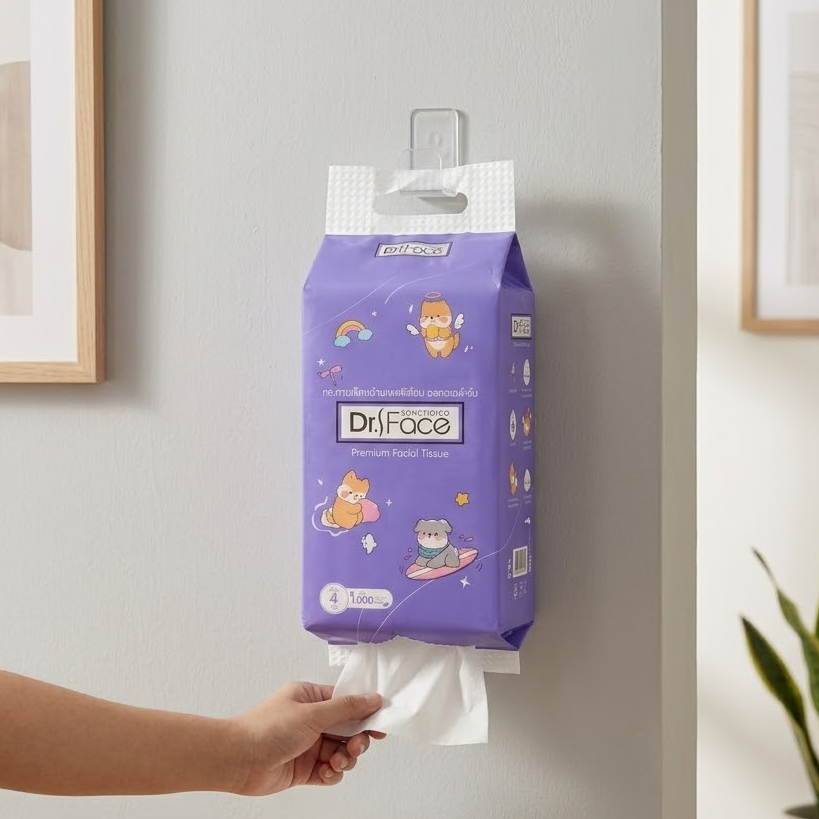 Dr. Face Hanging Facial Tissue - Purple (Mega Pack) - 1