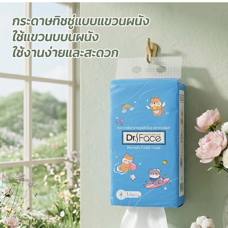 Dr. Face กระดาษทิชชู่แบบแขวน - สีฟ้า (ห่อใหญ่จุใจ) - 1
