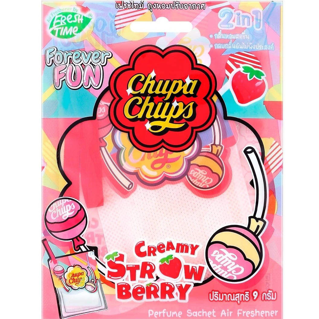 FRESH TIME Perfume Sachet Air Freshener: CHUPA CHUPS Edition - Creamy Strawberry Scent (9 g.) - 1