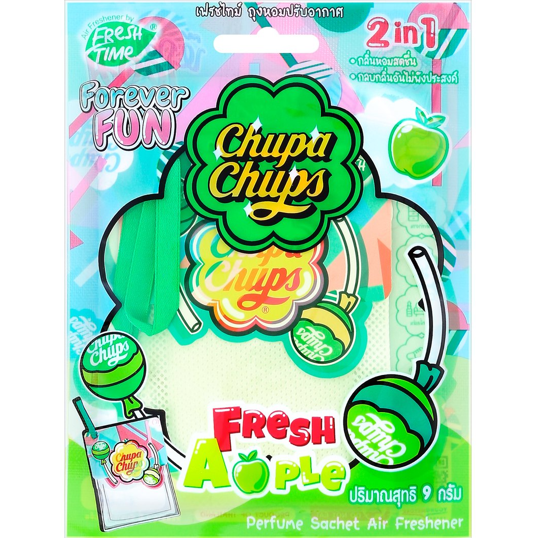 FRESH TIME Perfume Sachet Air Freshener: CHUPA CHUPS Edition - Fresh Apple Scent (9 g.) - 1