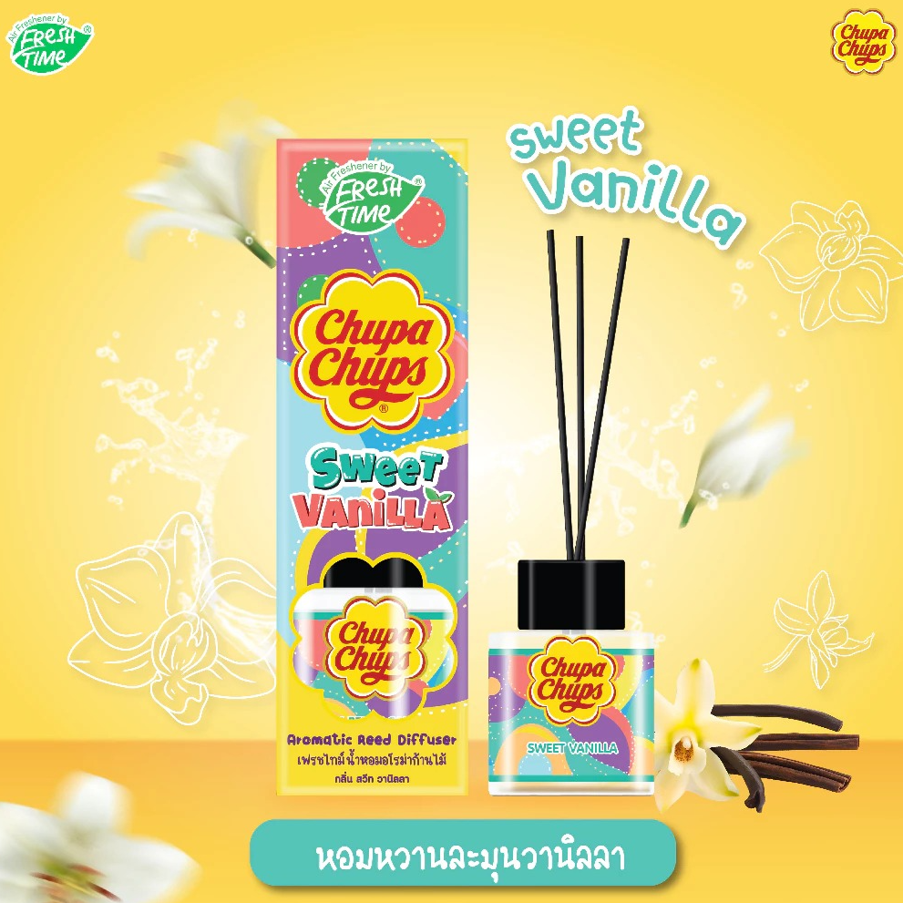 FRESH TIME Aroma Reed Diffuser: CHUPA CHUPS Edition - Sweet Vanilla Scent (30 ml.) - 1