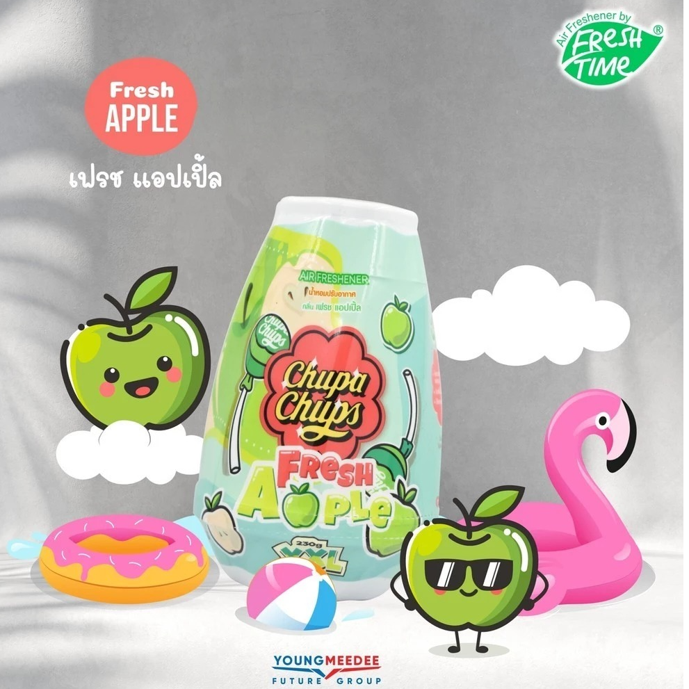 FRESH TIME Scented Gel Air Freshener: CHUPA CHUPS Edition - Fresh Apple Scent (230 g.) - 1