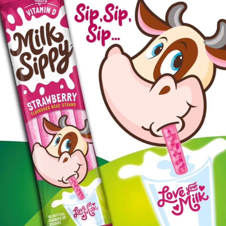 Milk Sippy หลอดดูดนม รสสตรอว์เบอร์รี่ (ขนาด 30 กรัม : 5 หลอด x 6 กรัม) - 1