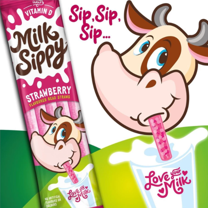 Milk Sippy – Strawberry Flavor Flavored Milk Straws (30g : 5 Straws x 6g) - 1