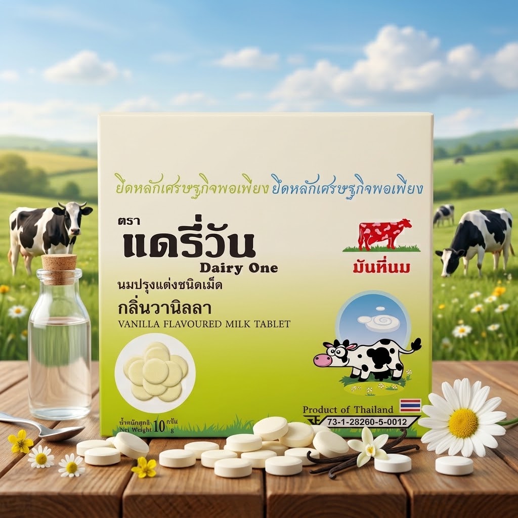 นมอัดเม็ด ตราแดรี่วัน กลิ่นวานิลลา (10 กรัม : แบบซอง / 120 กรัม : แบบกล่อง) - 2