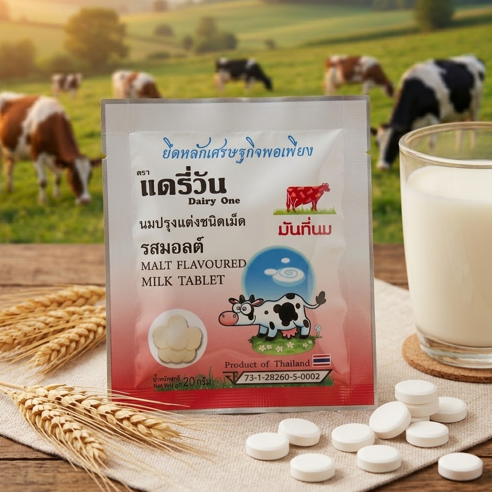 Dairy One 奶宝麦芽味牛奶片 (10g : Sachet / 120g : Box) - 1