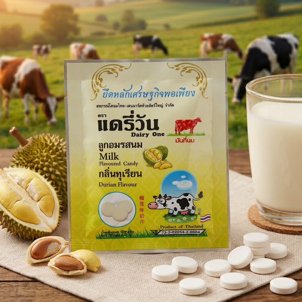 Dairy One Durian Milk Tablets (25g : Sachet / 500g : Box) - 1