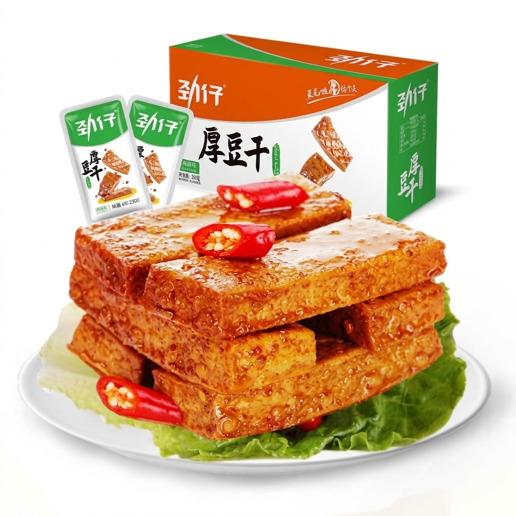 Jinzai Thick Dried Tofu - Pickled Chili Flavor - 3