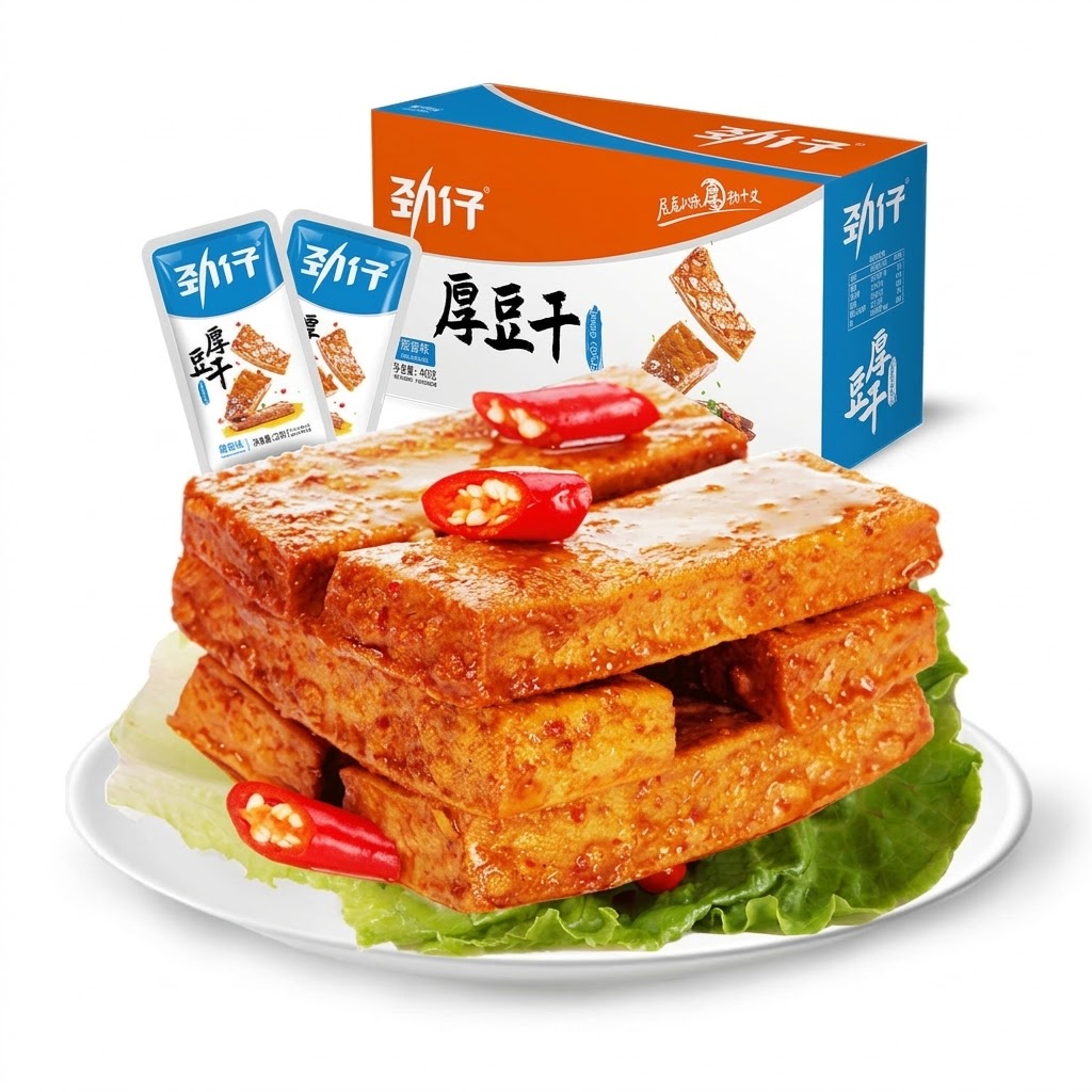 Jinzai Thick Dried Tofu - Savory Soy Sauce Flavor - 2